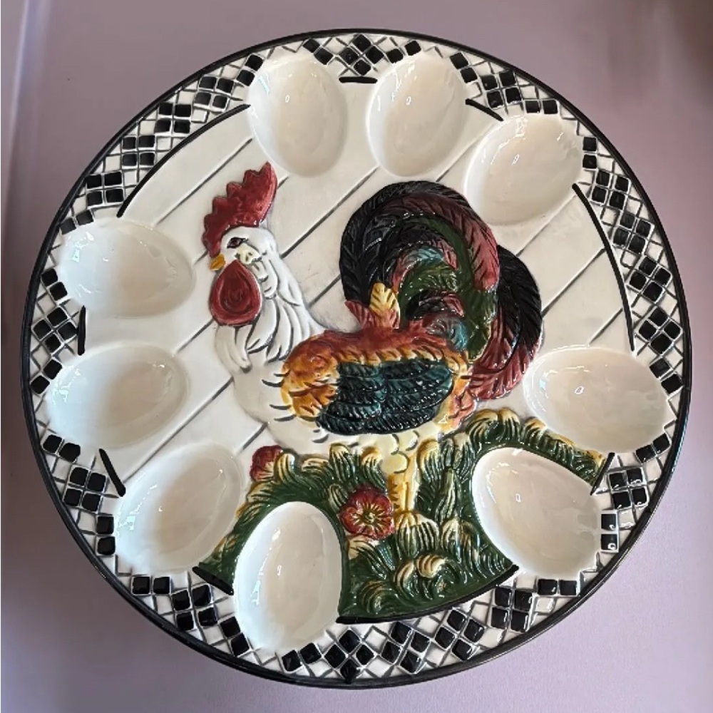 Vintage Rooster Deviled Egg Plate